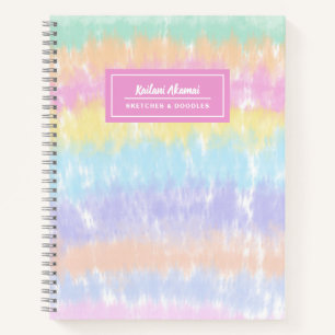 Pastel Regenboog Strepen Tie-Dye Naam Schets Kunst Notitieboek