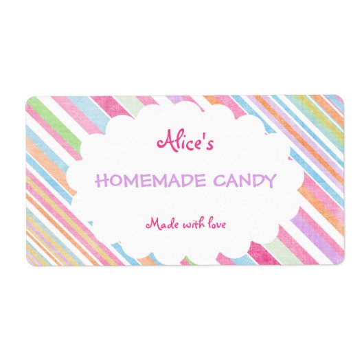 Pastel Regenboog Stripe Gepersonaliseerd Zelfgemaa Etiket (Voorkant)
