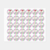 Pastel Regenboog Stripes Cookie Verjaardagslabels Labels (Vel)