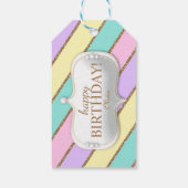 Pastel Regenboog Stripes Eenhoorn Verjaardag Cadeaulabel (Achterkant)