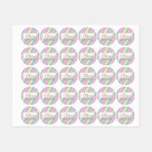 Pastel Regenboog Stripes Eenhoorn Verjaardag Labels (Vel)