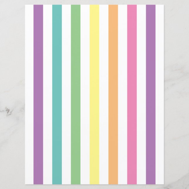 Pastel Regenboog Stripes Patroon Scrapbook Papier (Voorkant)