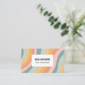 Pastel Regenboog Stripes QR Code Social Media Chic Visitekaartje (Staand voorkant)