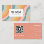 Pastel Regenboog Stripes QR Code Social Media Chic Visitekaartje (Voorkant / Achterkant)