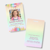 Pastel Regenboog Student Foto ID Badge (Voor- en achterkant)
