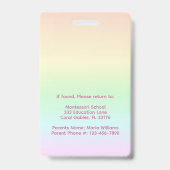 Pastel Regenboog Student Foto ID Badge (Achterkant)