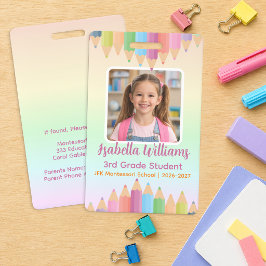 Pastel Regenboog Student Foto ID Badge