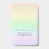 Pastel Regenboog Studiegids Kantoor Pas Badge (Achterkant)