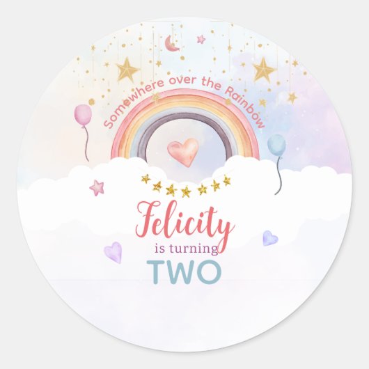 Pastel Regenboog Tie Dye Verjaardag Ronde Sticker (Voorkant)