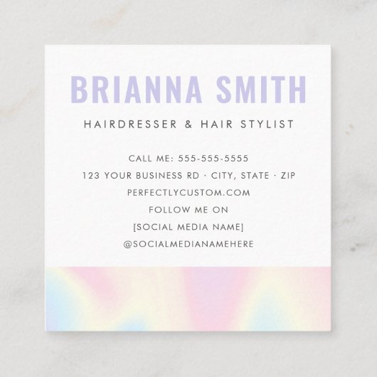 Pastel regenboog trendy moderne minimale foto vierkante visitekaartje (Achterkant)