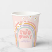 Pastel regenboog twee groovy 2e verjaardag papieren bekers (Voorkant)