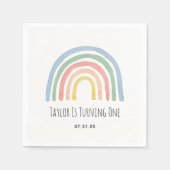 Pastel Regenboog Van Plezier Eerste Verjaardag Ser Servet (Voorkant)