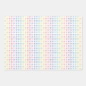 Pastel regenboog veer geel set van 3 inpakpapier vel (Voorkant)