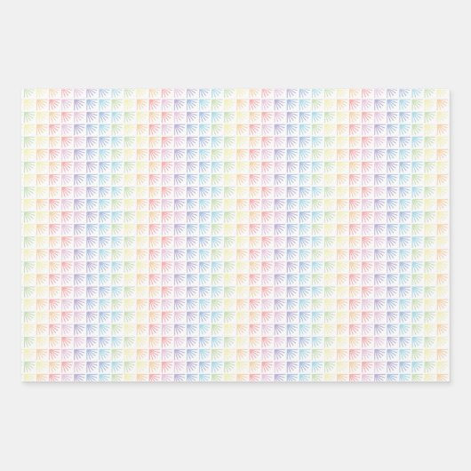 Pastel regenboog veer geel set van 3 inpakpapier vel (Voorkant)