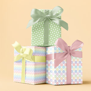 Pastel regenboog veer groen set van 3 inpakpapier vel