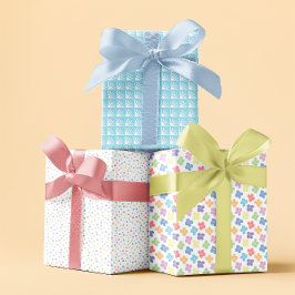 Pastel regenboog veer lichtblauw set van 3 inpakpapier vel