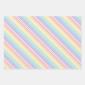 Pastel regenboog veer roze set van 3 inpakpapier vel (Voorkant)