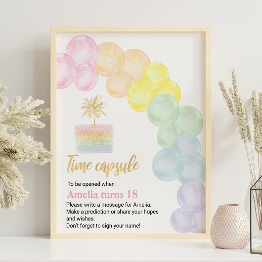 Pastel Regenboog Verjaardag Tijd Capsule Teken Poster