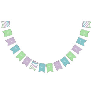 Pastel Regenboog Verjaardag Vlaggenlijn Vlaggen Vlaggetjes