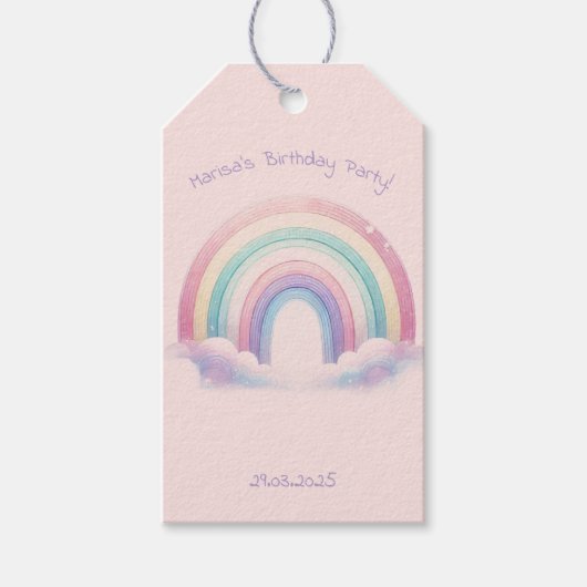 Pastel Regenboog Verjaardagsfeest Cadeaubon Cadeaulabel (Voorkant)