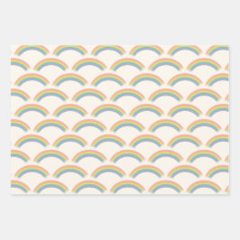 Pastel Regenboog Verjaardagsfeest Inpakpapier Vel