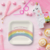Pastel Regenboog Verjaardagsfeest Papieren Bordje (Feest)