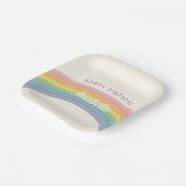 Pastel Regenboog Verjaardagsfeest Papieren Bordje (Gebogen)