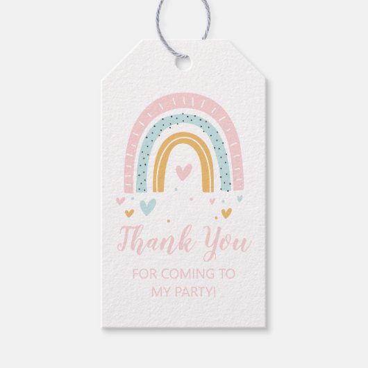 Pastel Regenboog Verjaardagsfeestje Bedankt Favor  Cadeaulabel (Voorkant)