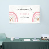 Pastel Regenboog Verjaardagsfeestje Welkom Spandoek (Beurs)