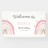 Pastel Regenboog Verjaardagsfeestje Welkom Spandoek (Horizontaal)