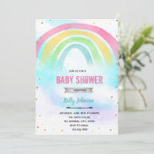 Pastel regenboog verjaardagsuitnodiging voor een d kaart (Staand voorkant)