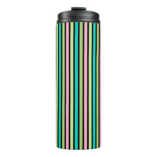 Pastel Regenboog Verticale Lijnen Geometrisch Roze Thermosbeker