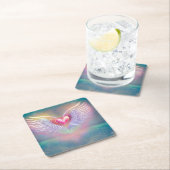 Pastel Regenboog Vleugelig Hart Kartonnen Onderzetters (Insitu)