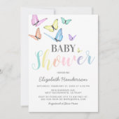 Pastel Regenboog Vlinders Baby Shower Kaart (Voorkant)
