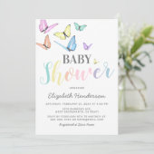 Pastel Regenboog Vlinders Baby Shower Kaart (Staand voorkant)