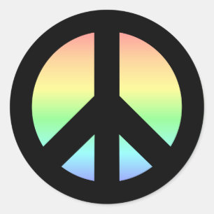 Pastel Regenboog Vredesteken Ronde Sticker