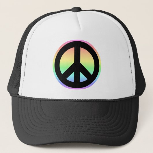 Pastel Regenboog Vredesteken Trucker Pet (Voorkant)