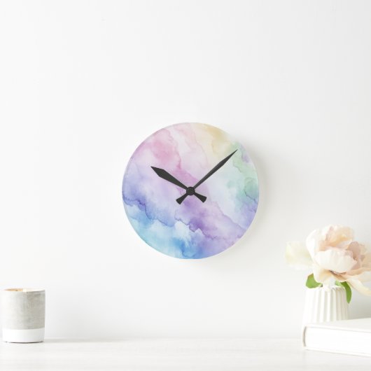 Pastel regenboog wandklok (Huis)