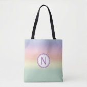 Pastel Regenboog Water Kleuren Monogram Tote Bag (Voorkant)