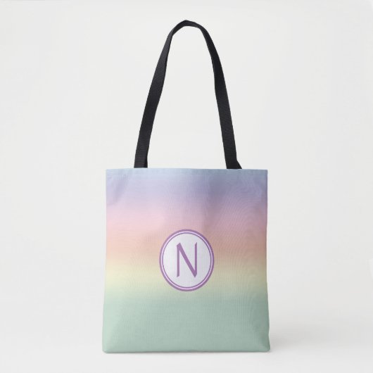 Pastel Regenboog Water Kleuren Monogram Tote Bag (Voorkant)