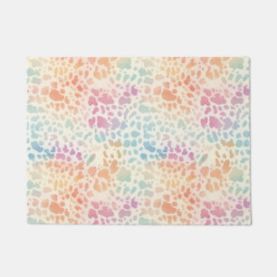 Pastel Regenboog Waterkleur Luipaardprint Deurmat
