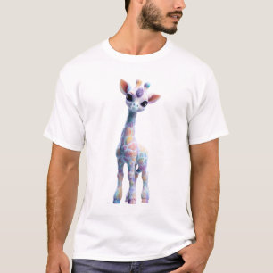 Pastel Regenboog Waterverf Giraffe Mannen T-shirt