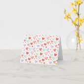 Pastel Regenboog Waterverf Harten Kaart (Gele Bloem)