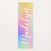 Pastel Regenboog Waterverf Script Monogram Yogamat (Voorkant)
