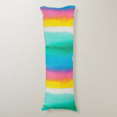 Pastel Regenboog Waterverf Striped Pattern Modern Lichaamskussen (Voorkant Verticaal)
