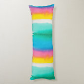 Pastel Regenboog Waterverf Striped Pattern Modern Lichaamskussen (Achterkant (Verticaal))