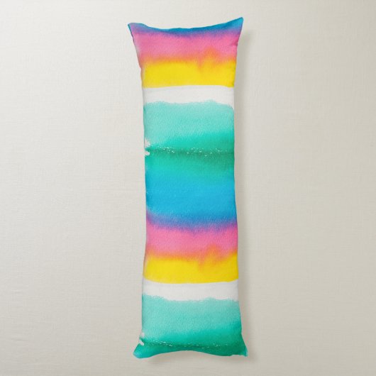 Pastel Regenboog Waterverf Striped Pattern Modern Lichaamskussen (Achterkant (Verticaal))