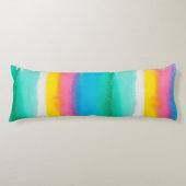 Pastel Regenboog Waterverf Striped Pattern Modern Lichaamskussen (Voorkant)