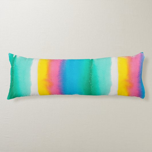 Pastel Regenboog Waterverf Striped Pattern Modern Lichaamskussen (Voorkant)