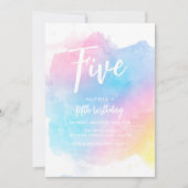 Pastel Regenboog Waterverf Verjaardagsuitnodiging Kaart (Voorkant)